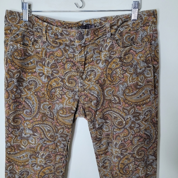 Prana Trinity Corduroy Pants Paisley Low Rise Slim Fit Stretch Size 12 - Picture 3 of 9